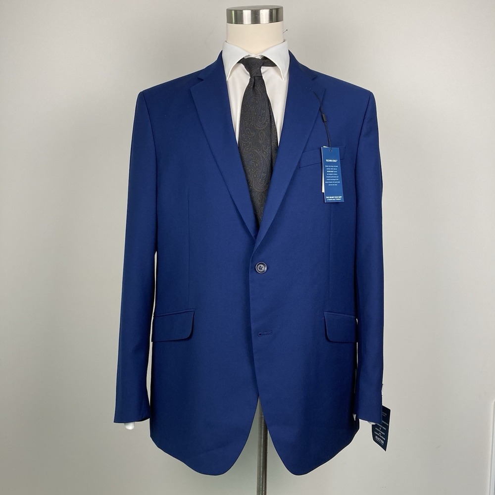 Kenneth Cole Reaction Mens Slim fit Suit Jacket Blazer 46L Blue Solid E06732A
